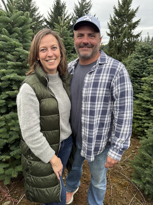 Forrester Farm Christmas Trees sign with tree